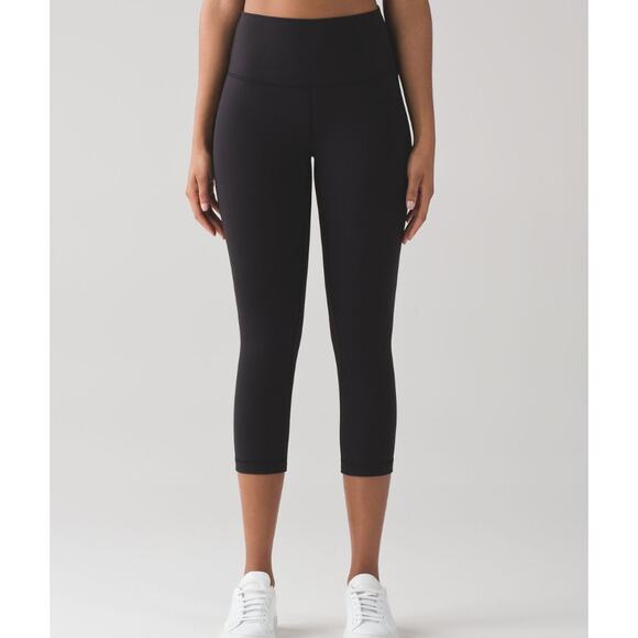 (8)‎ $88 Lululemon Wunder Under Crop (Hi-Rise) *Full-On Luon 21" Black - Picture 1 of 7